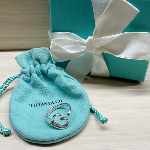 Tiffany & Co. Elsa Peretti Open Heart Ring Authentic 925 Silver Size 8 - Picture 1 of 6